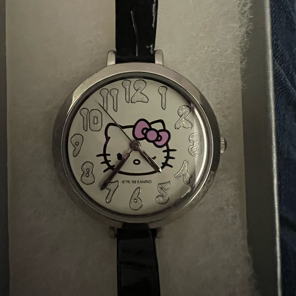 Hello kitty black patent leather watch